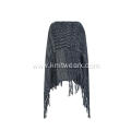 Women's Knitted AB Yarn Shawl Tassels Bohemian Poncho